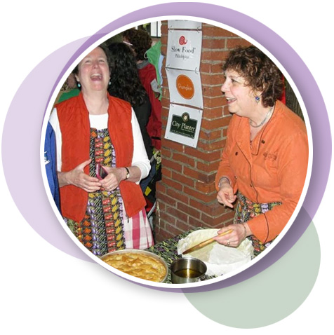 Circles with image of Aliza and friends